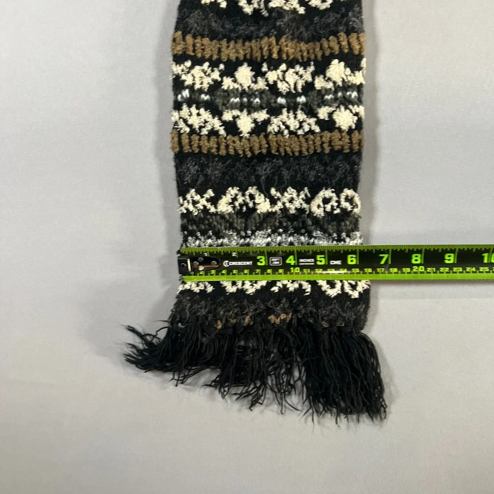 Everitt Scarf Womens One Size Multicolor Knitted Fair Isle Fringe Edge Winter